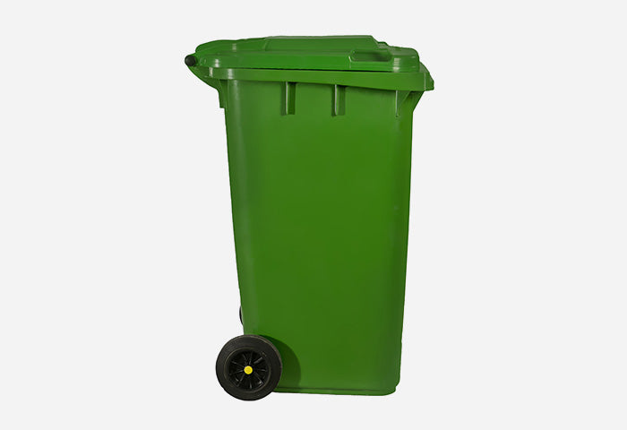 240L Plastic Mobile Trash Bin Solid Green