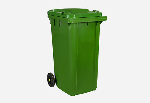 240L Plastic Mobile Trash Bin Solid Green