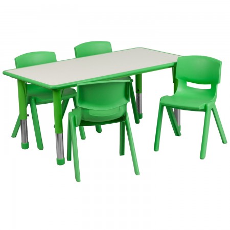 Rectangular Adjustable  Table, Green  - 60Cm