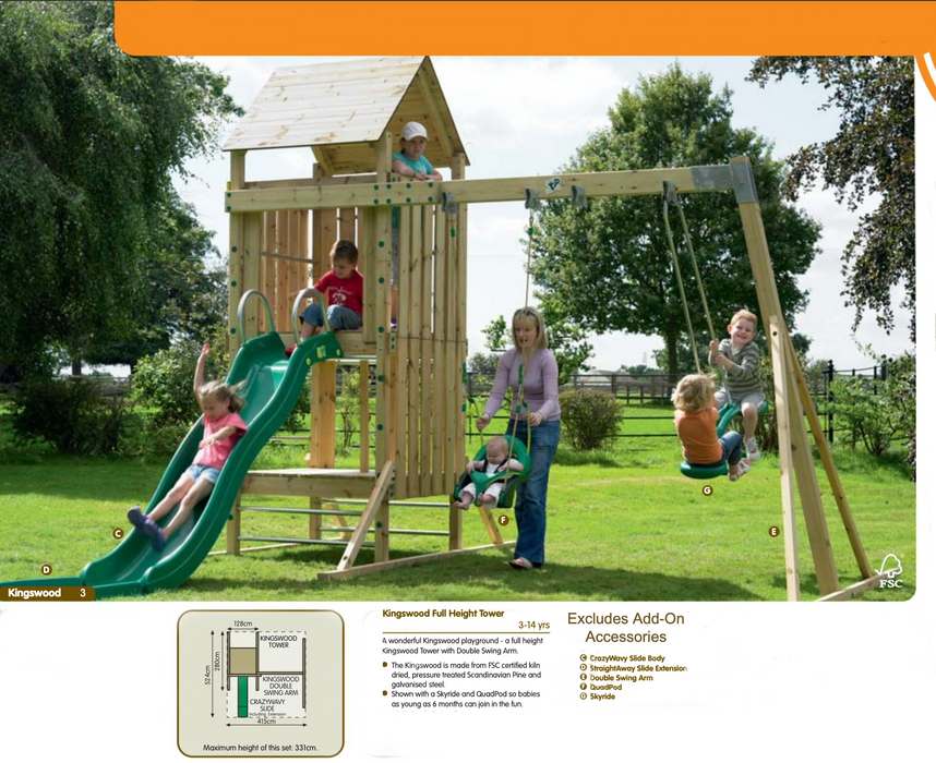 TP Kingswood Full Height Playground Double Swing Arm Rapide Slide