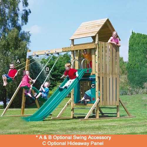 TP Kingswood Full Height Playground Double Swing Arm, Rapide Slide and One Wraparound Seat