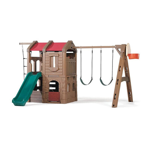 Wooden-Style House Slide and Swing Playground (0404)