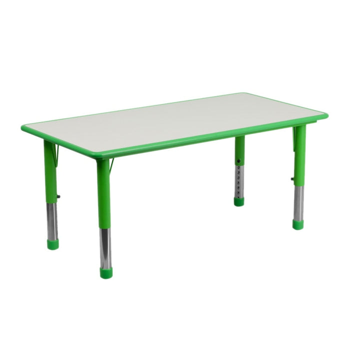 Rectangular Adjustable  Table, Green  - 60Cm