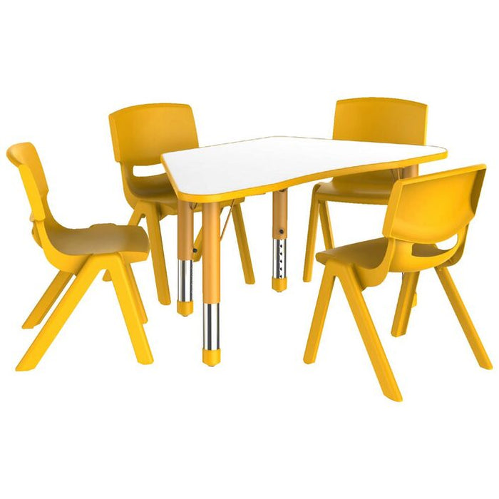 Adjustable Trapezoid Table Yellow